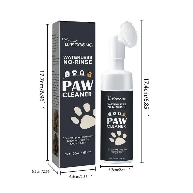 Rinse-Free Pet Foot Cleaner Foam with Silicone Brush - Gentle Paw Maintenance for Dogs & Cats