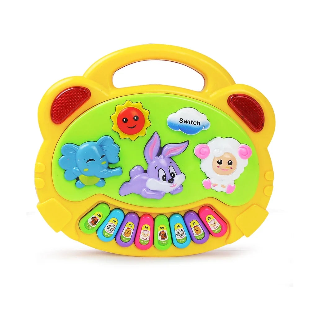 Rabbit Elephant Kids Piano Keyboard Game with Animal Sounds, Light Music Educational Toy, Baby Gift