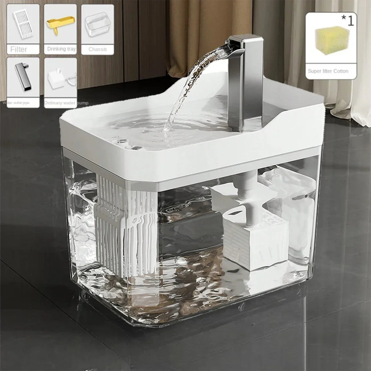 Water Cat Fountain USB Transparent Reservoir Auto Filtered Pet Drinker Fall 2025 Quiet Anti Dry Pump