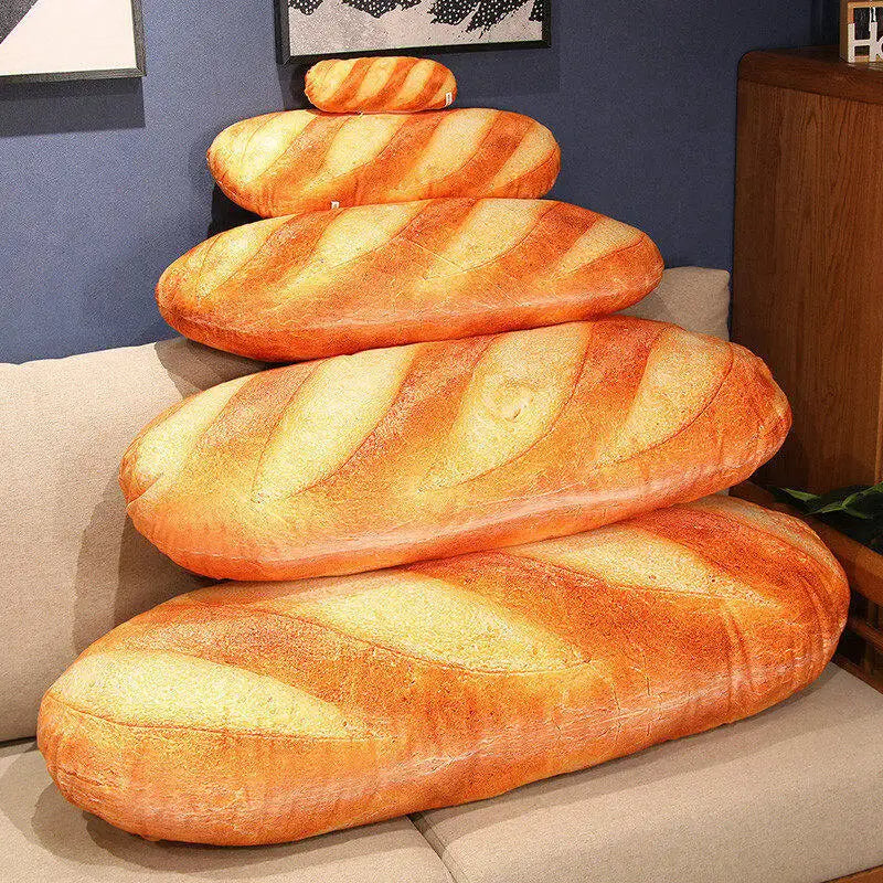 Plush French Bread Pillow - Plush Stuffed Food Decor, Fun Party Prop for Kids, Cozy Sleeping Companion, Unique Room Gift