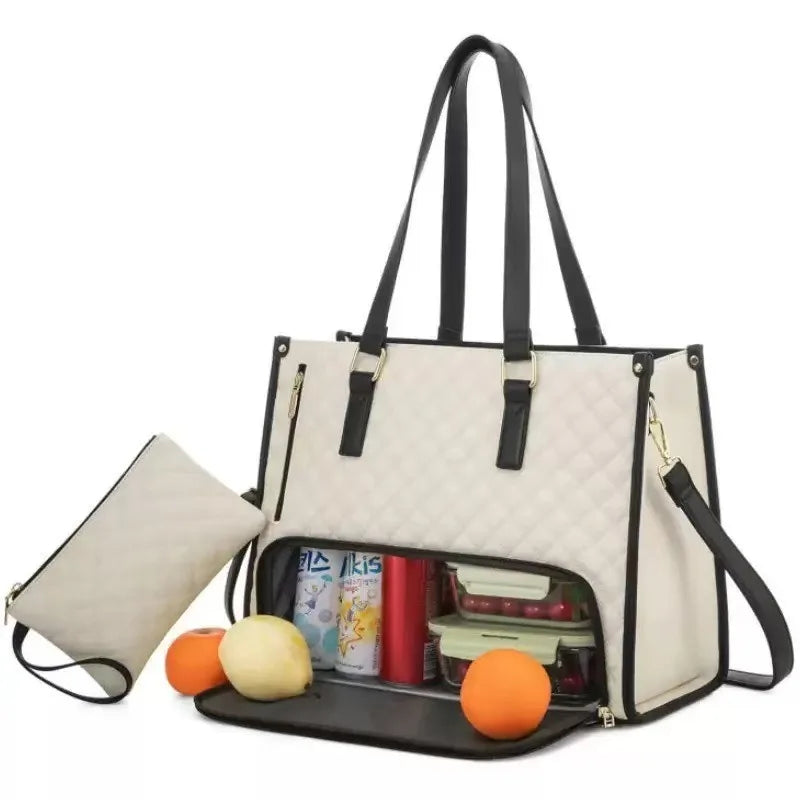 Lunch Insulated Bag Black Shoulder Laptop Bag 2-in-1 Large Capacity Back to School 2026 Gift