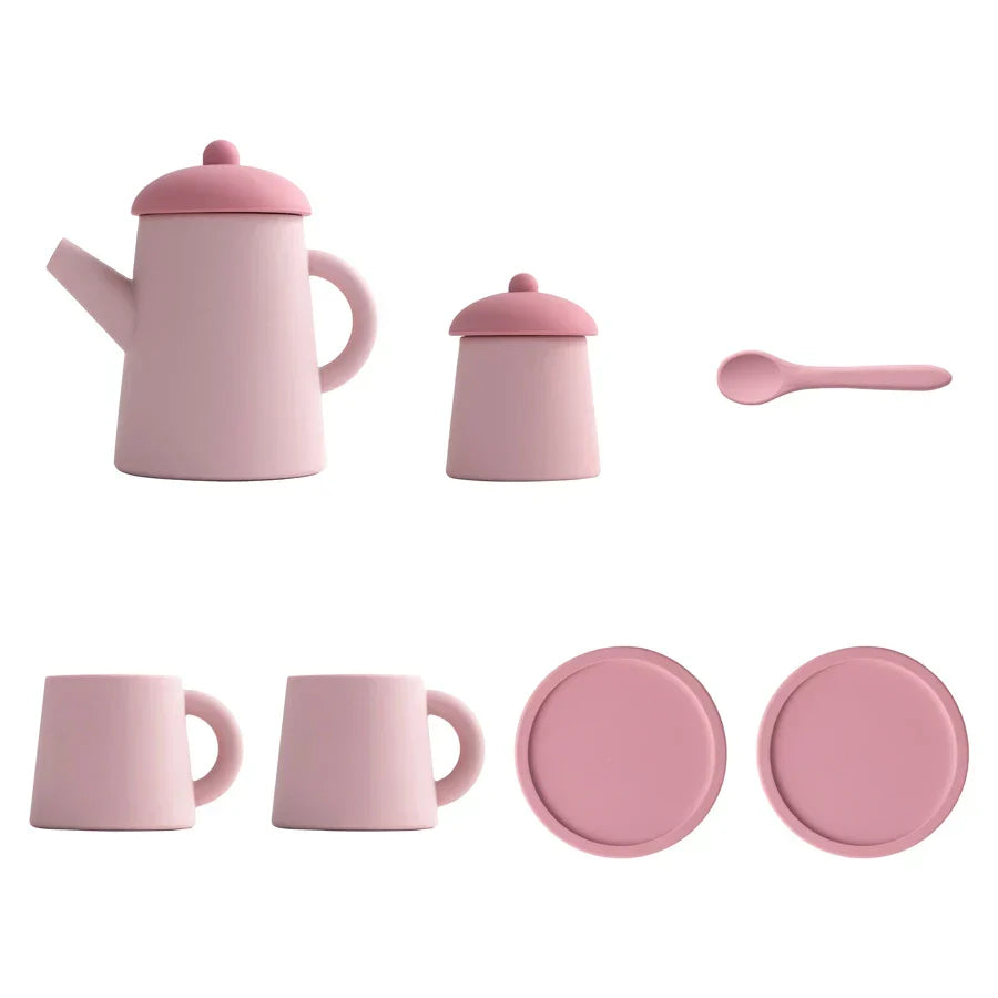 Miniature Tea Kit Plush Silicone Pretend Play Tableware Kids Toy Back To School 2025 Imaginative Play Gift