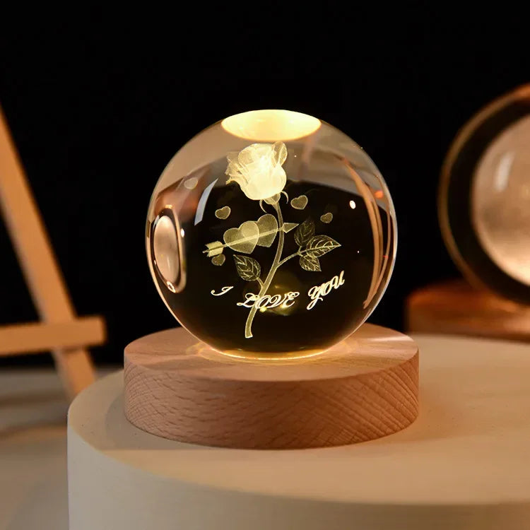 Crystal 3D Solar System Globe - Elegant Astronomy Decor & Unique Gift for Space Lovers