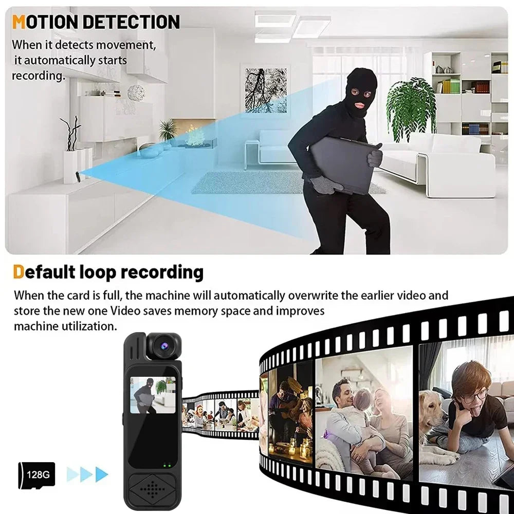 Body Camera 1.3 Inch Screen Mini Camcorder 1080P HD Infrared Night Vision Travel-Friendly Video Recorder TikTok Viral 2025 Gift