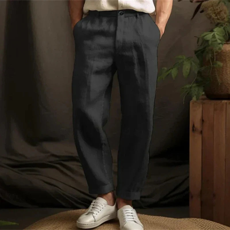 Summer Spring Casual Linen Trousers for Men - Breathable Loose Fit Vintage Straight Pants