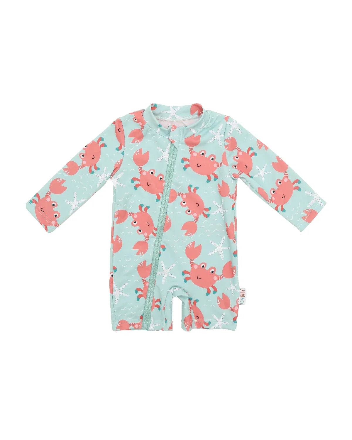 unisex Breathable long-sleeve rash guard - one-piece swimsuit, UPF 50+, pineapple print, for babies and toddlers