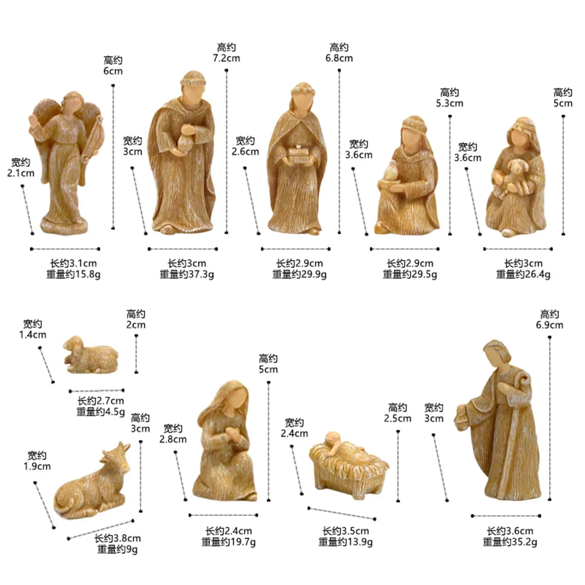Nativity Kit 10-Piece Resin Nativity Scene For Christmas Decor, Timeless Religious Ornaments Gift Idea