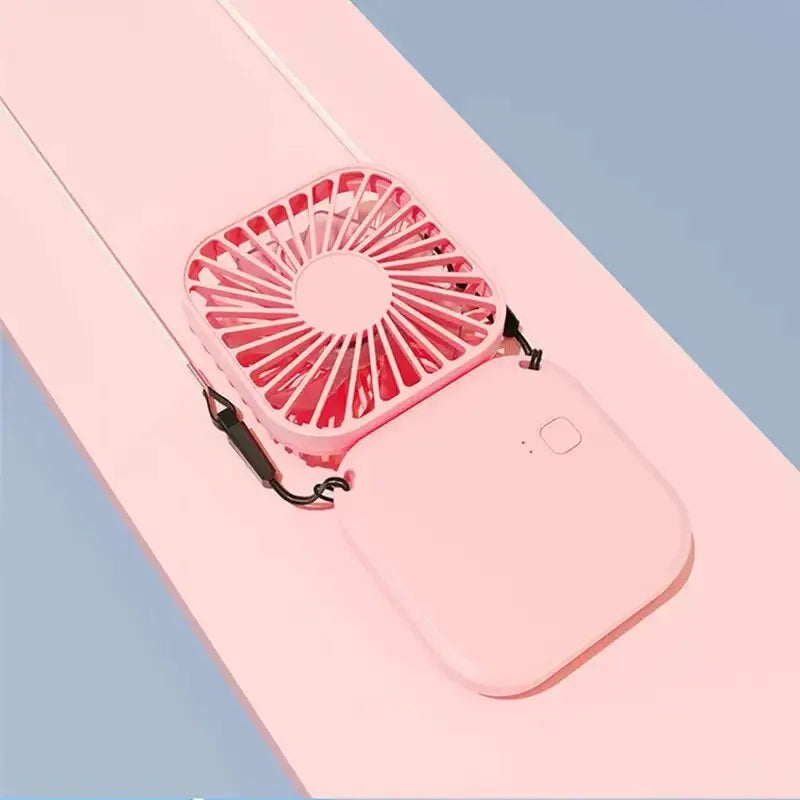 Mini Folding Hanging Neck Fan - 3 Speed USB Battery-Powered Personal Fan for Travel and Indoor Use