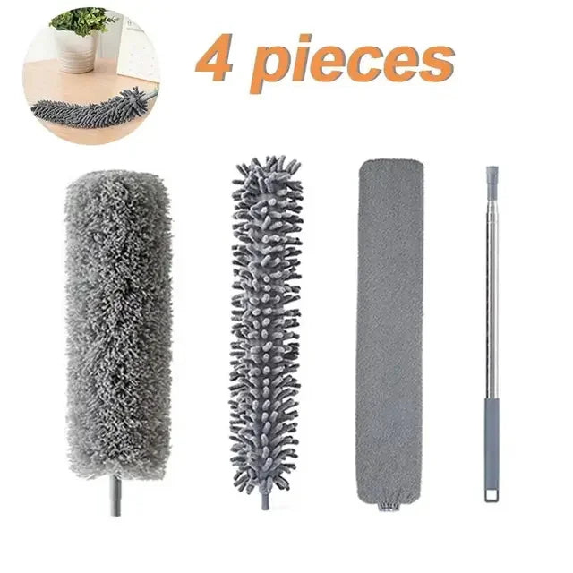 Microfiber Cleaning Device Kit - 4PCS Long Handle Duster & Brushes for Household Cleaning