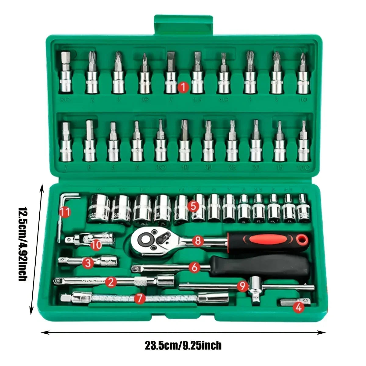 46 Pc Ratchet Wrench Kit With Sockets And Bits, Fall 2025 Ideal For DIY Auto Repairs – Socket Kit 1/4 Inch Drive