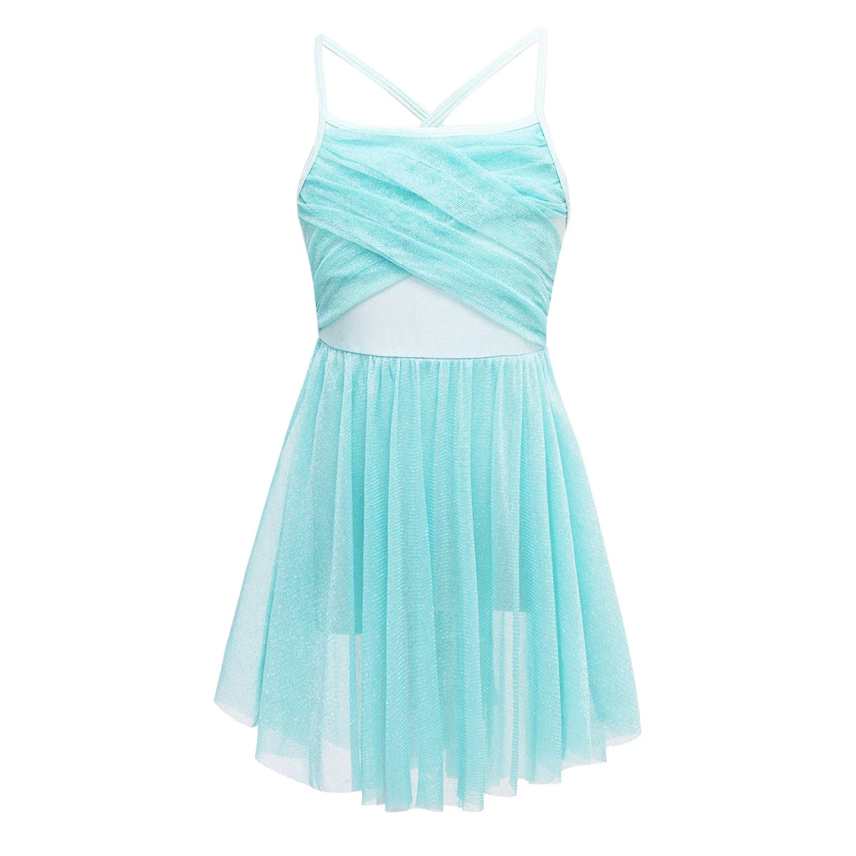 Lyrical, Glitter Mesh, Polyester, For Ballet, Gymnastics – Light Girls’ Dance Dress