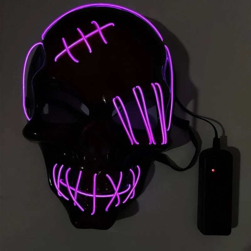 Glowing LED Skull Mask Full Face Halloween 2025 Cosplay