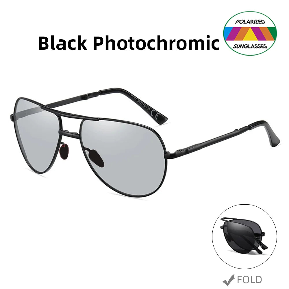 Sunglasses Aviator Foldable Metal Pilot Style Polarized UV400 Sun Glasses, Summer 2026 Trend, All-Day Comfort