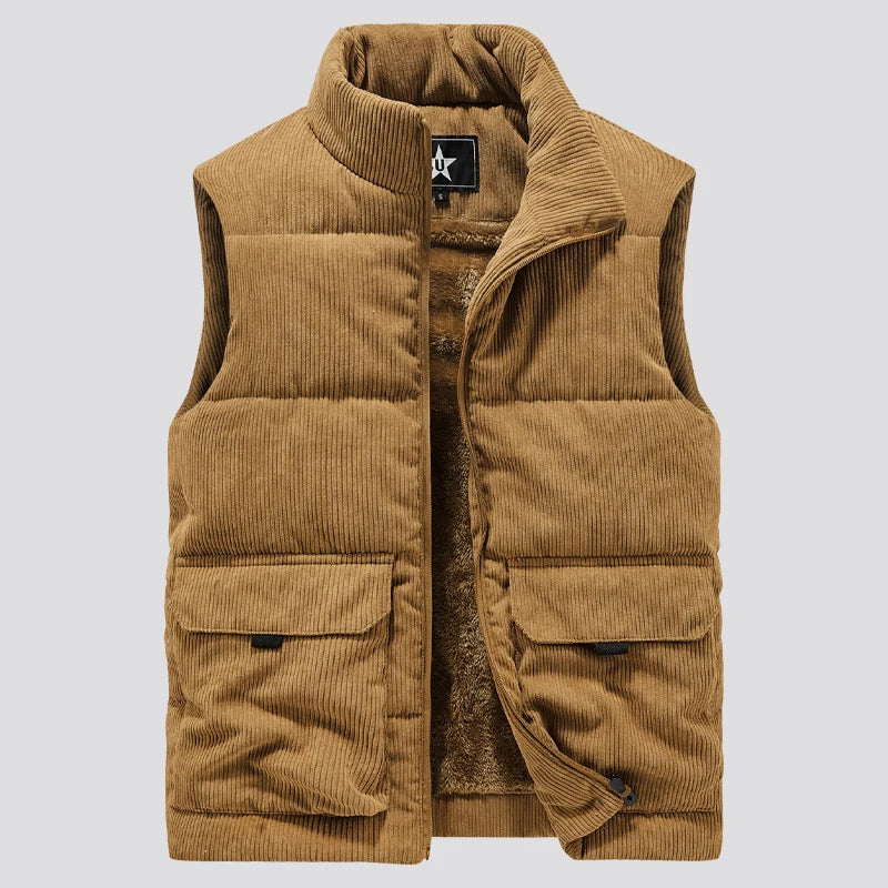 Mens Insulating Fleece Vest - Quilted Corduroy, Casual