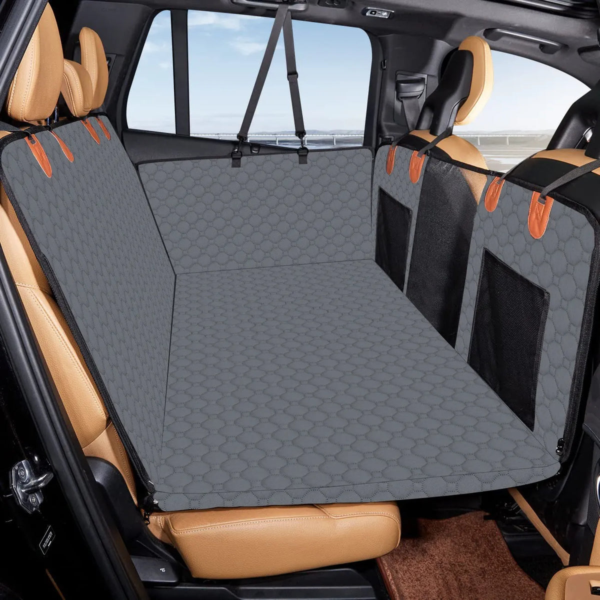 Water-Resistant Pet Car Seat Cover - Anti-Slip Scratch-Proof Hammock Back Seat Protector for Dogs