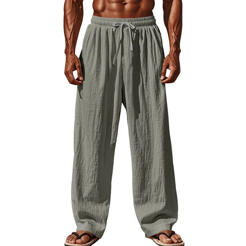 Drawstring Casual Beach Trousers - Loose Cozy Solid Color Pants for Summer