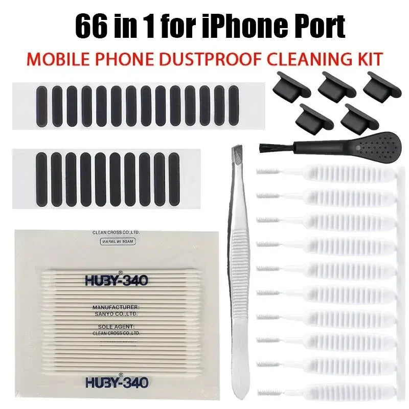 Speaker Phone & Charging Port Cleaning Kit - Dust Plugs & Earphone Brush for iPhone and Android