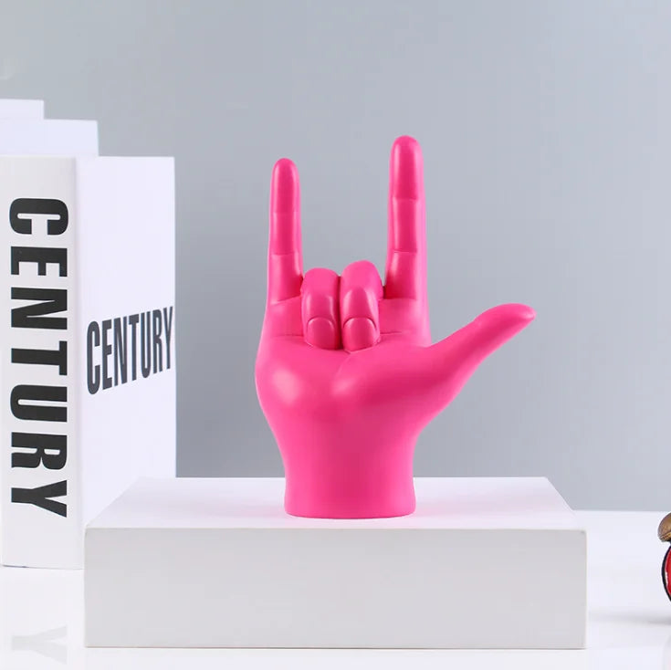 Sign Language Hand Statue 19.5cm Resin Figurine Household Decor Fall 2025 Meaningful Gift Desk Accent