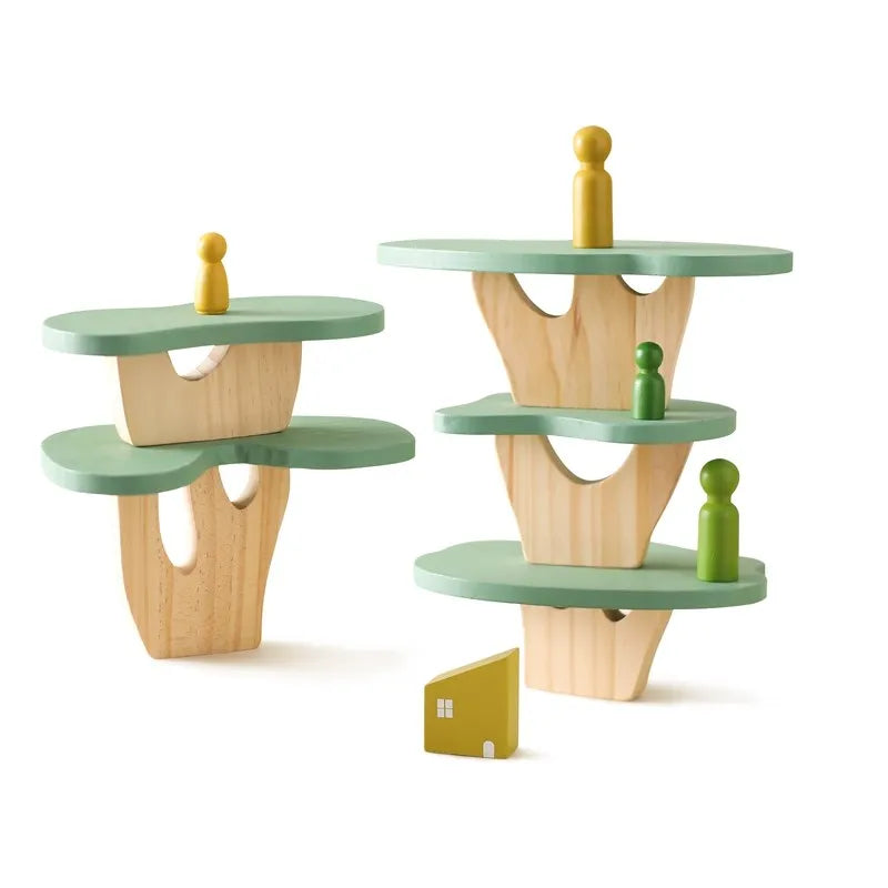 Stacking Montessori Toy Wooden Tree Block Stacker Kids Educational Fall 2025 Fine Motor Skills