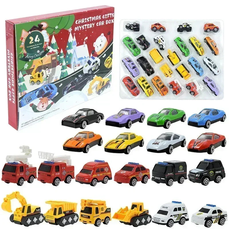 Calendar Advent Car Toys Box Kids 24 Day Christmas Gift