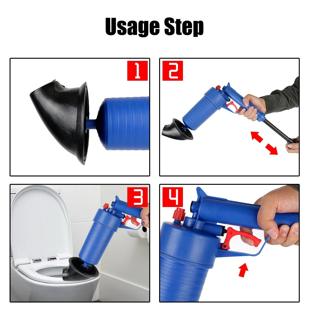 Drain Cleaner 4 Piece Plunger Kit Hand-Operated Air Pump Unblocker for Sinks Basins Drains Fall 2026 Fast Household Cleanup