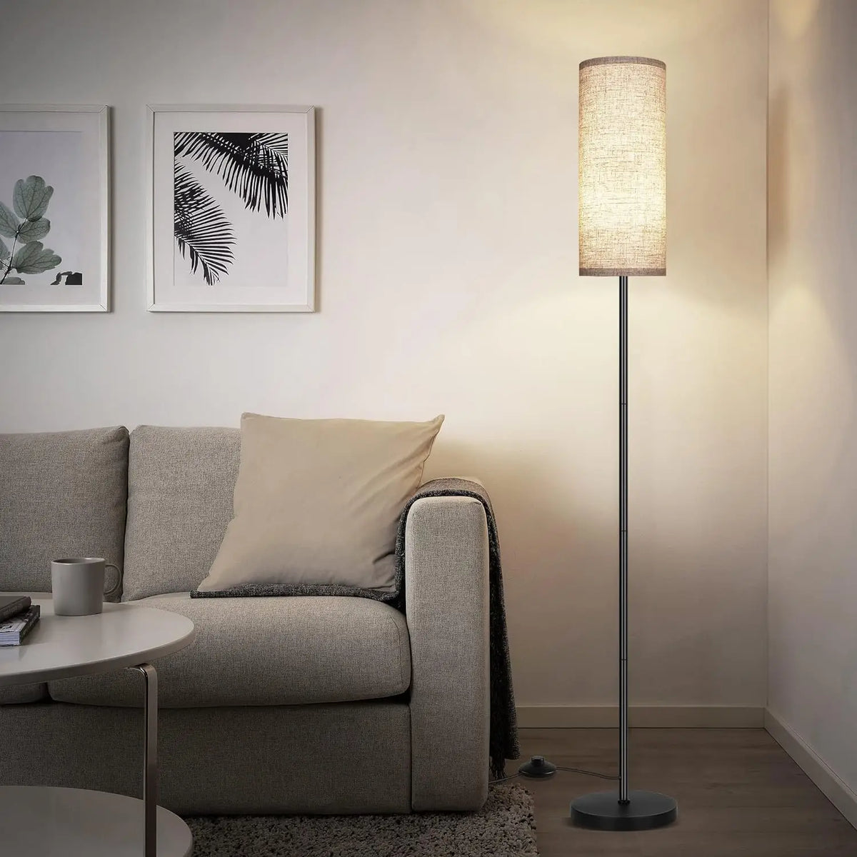 Japandi Contemporary Floor Lamp With Fabric Shade Stepless Dimming