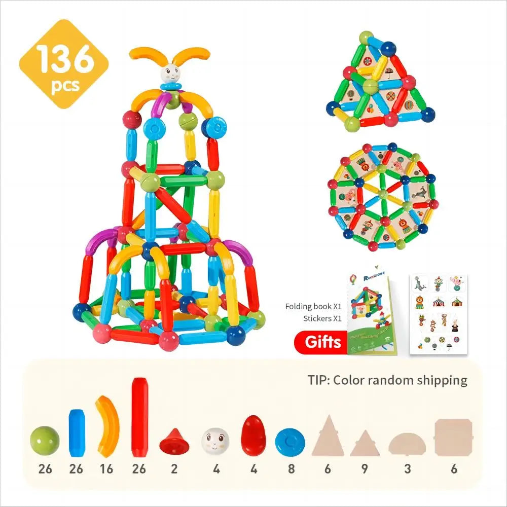 Magnetic Building Blocks Kit - Kids Educational Toy with Magic Magnet Sticks & Balls for Creative Play, Ideal Gift for Boys and Girls