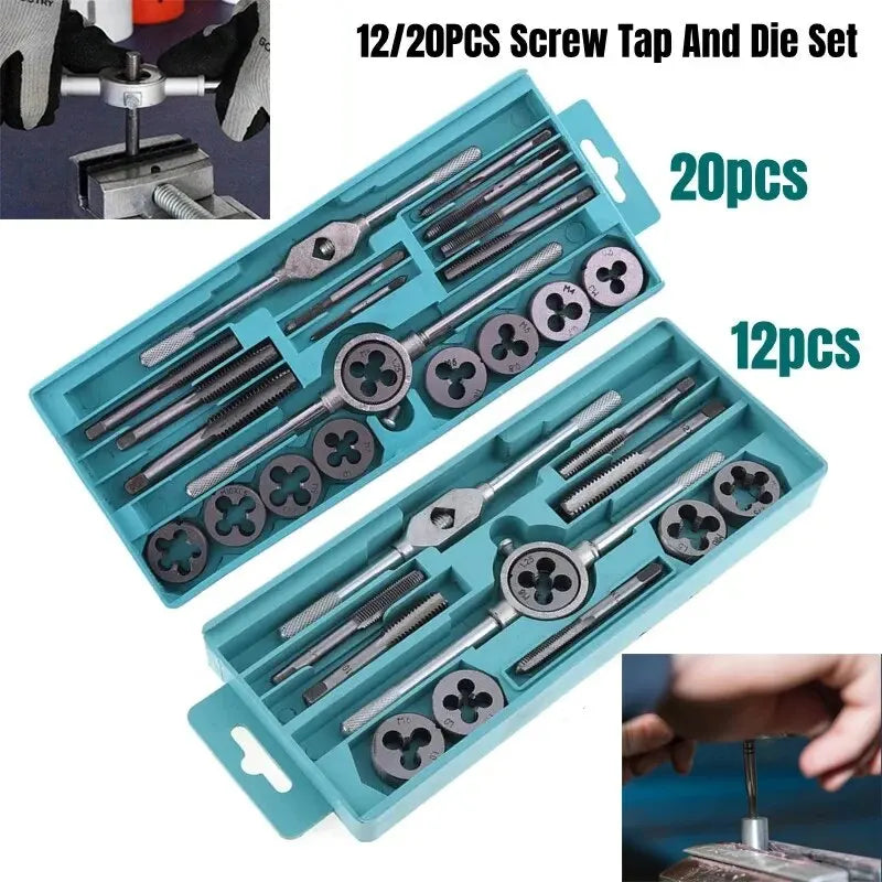 Tap And Die Kit 20Pcs M3-M12 Metric Thread Tools For DIY Metalworking Kit