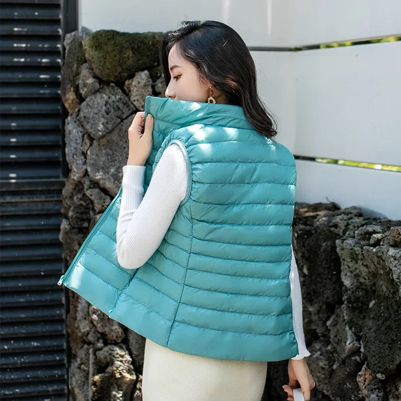 Light Women's Sleeveless Vest - Quilted Nylon, Warm
