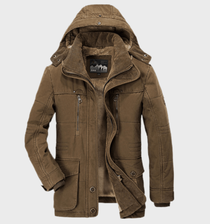 Water-Resistant Cozy Men's Winter Jacket - Hip Fleece Lined