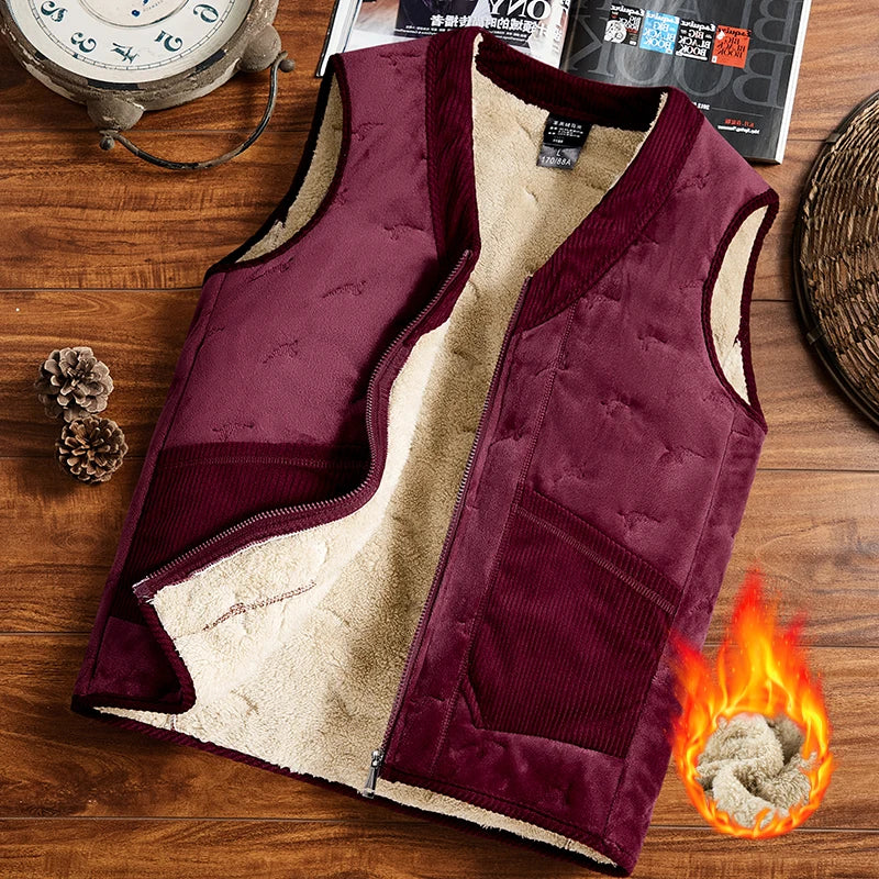Cozy Warm Men's Vest - Sleeveless Zipper, Lined Winter