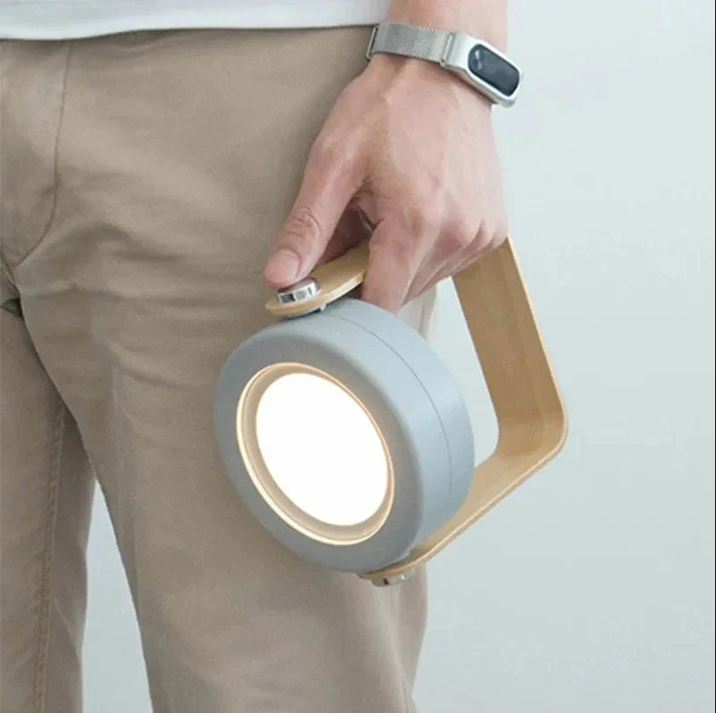 Wood Creative Handle Folding LED Night Light Lantern for Reading, USB Charging