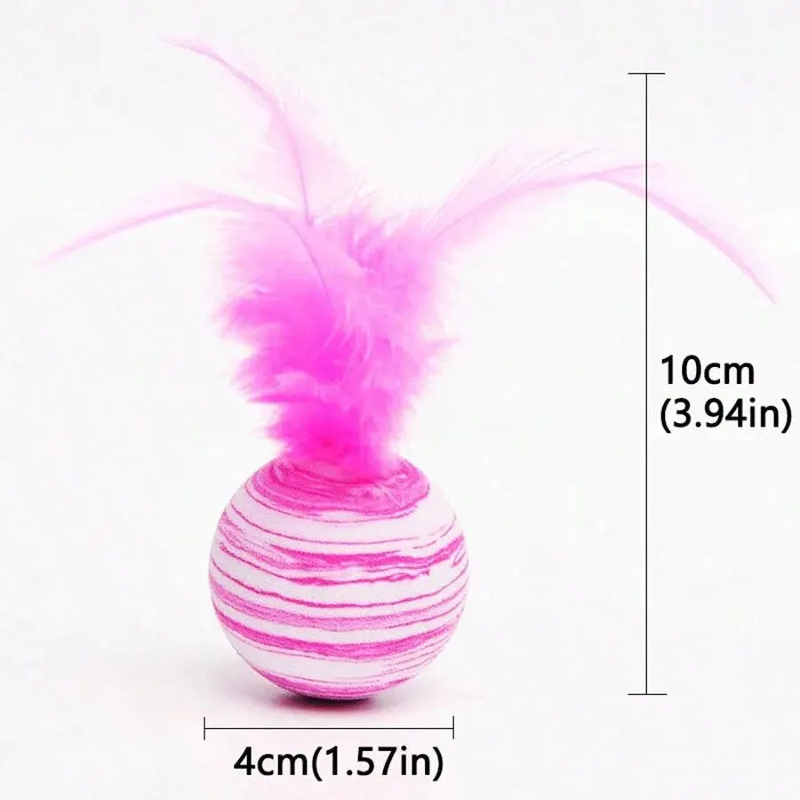 Toy Cat Striped Ball Interactive - Fun Pet Play, 5g Feather Toy