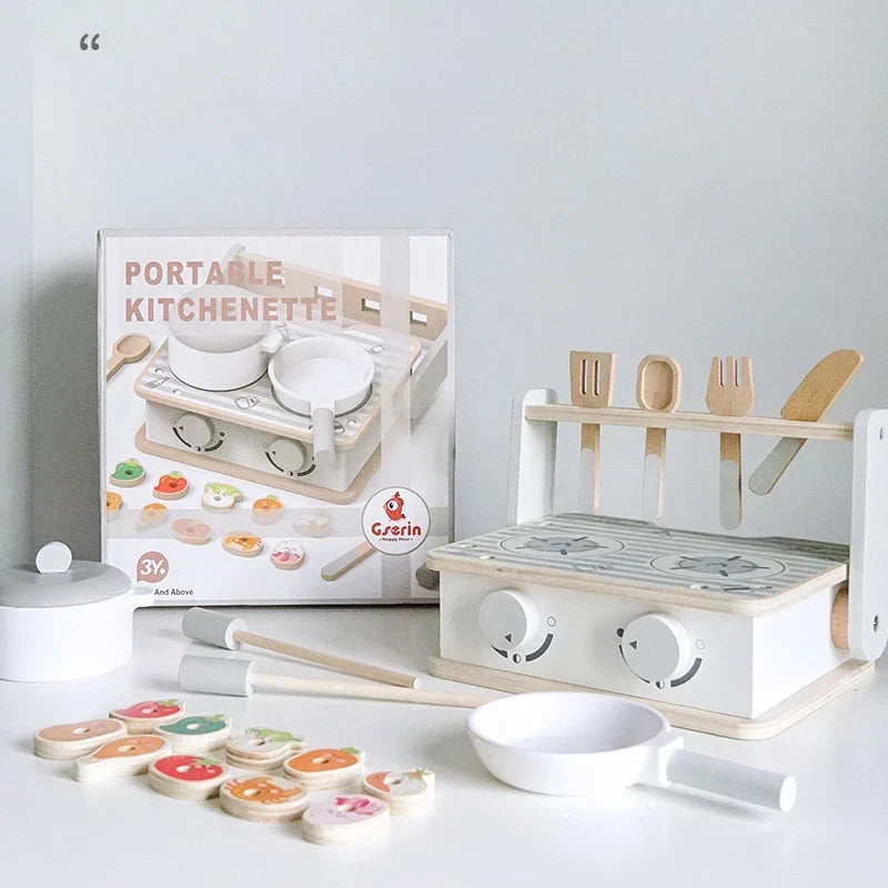 Wooden Toy BBQ Kit Pretend Play Cooking Playset Early Learning Montessori Toy Fall 2025 Educational Gift