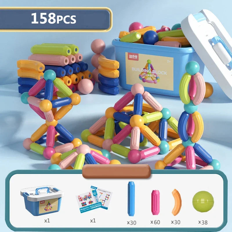 Magnetic Building Blocks Kit for Kids - Montessori Educational Toy for Toddlers, Creative Magnet Construction Gift