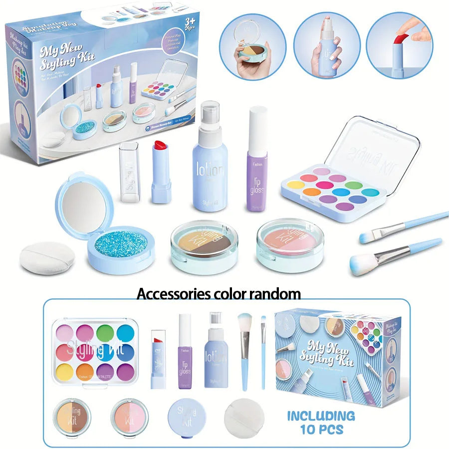 Kids Makeup Kit - Toy Makeup Kit For Pretend Play, 10-Piece Non-Toxic, No Liquid, Fall 2025 Gift