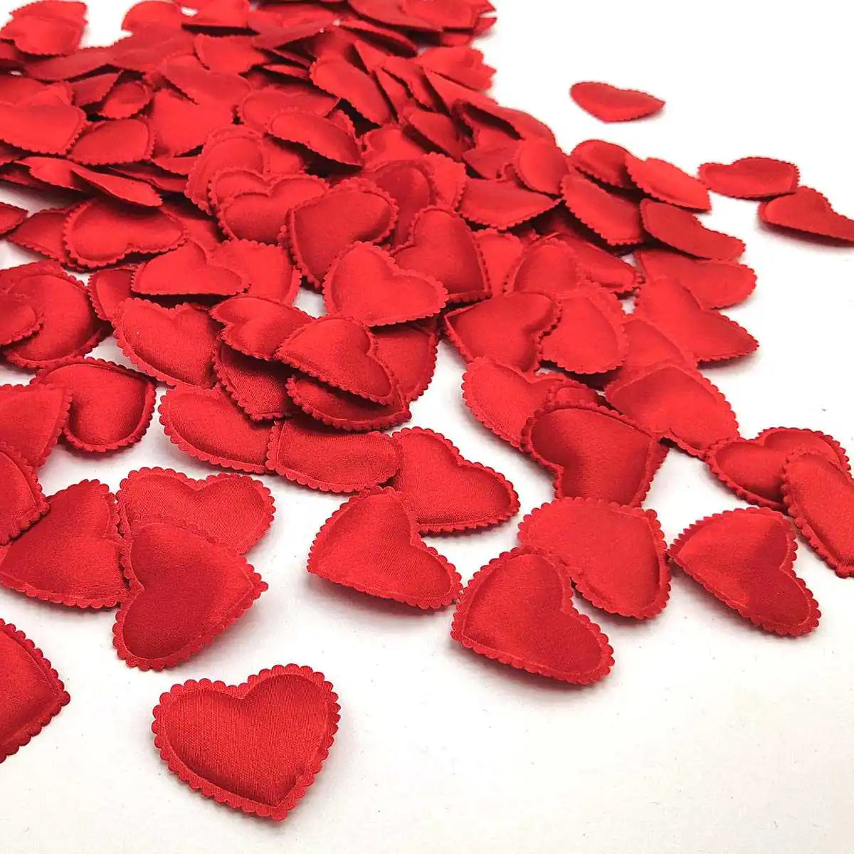 Confetti Heart Padded Fabric Hearts 200Pcs Red Valentine 2026 Table Decor For Wedding Party