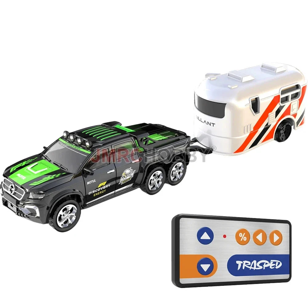 RC Alloy Car with Trailer - 2.4GHz Remote Control Mini Vehicle for Kids & Adults