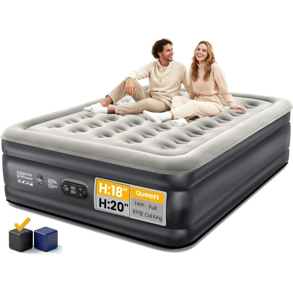 Air Mattress Queen With Built-In Pump - Inflatable Bed For Household Guests And Camping, Travel-Friendly Fall 2025 Ready
