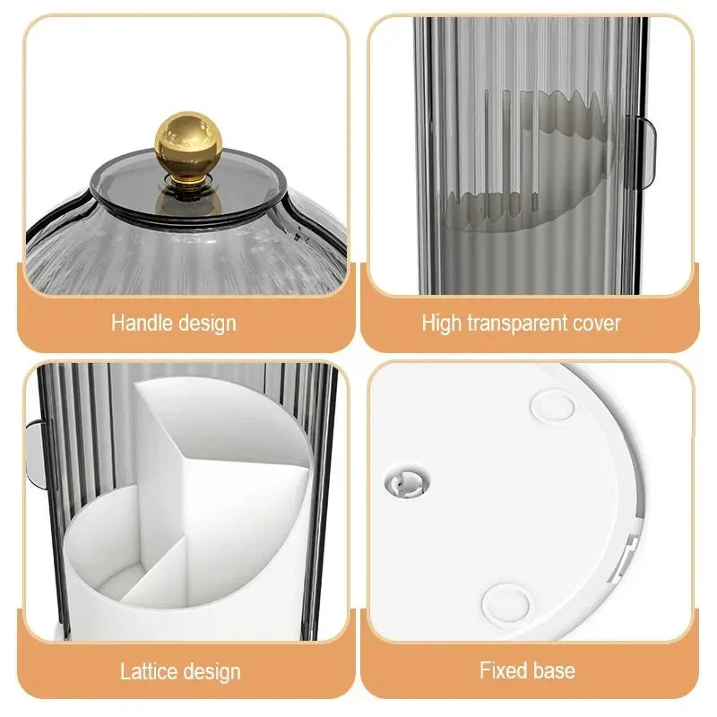 Cosmetic Rotatable Organiser - Transparent Dustproof Makeup Holder for Brushes & Lipsticks