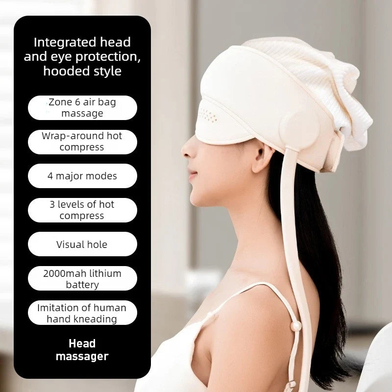 Stress Relief Sleep Aid 2026 – Graphene Heated Head Massager Air Pressure & Eye Compress