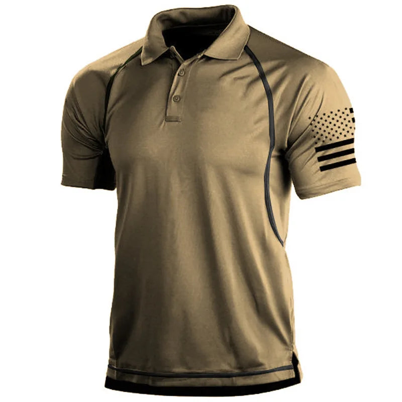 Hiking Summer T-Shirts Men Casual Loose Lapel Short-Sleeved Breathable Sports Tees
