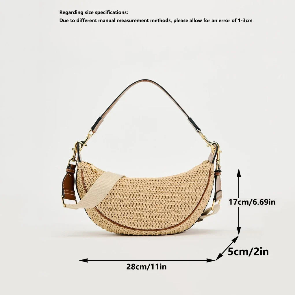 hobo style, crossbody, for beach & summer – Light women's woven straw shoulder bag
