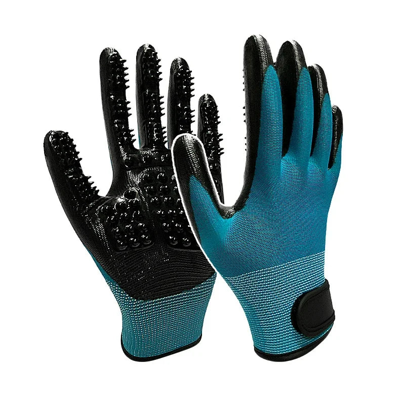 Grooming Pet Gloves Teal Rubber Bath Gloves Spring 2026 Hair Removal Non Slip Gentle Massage