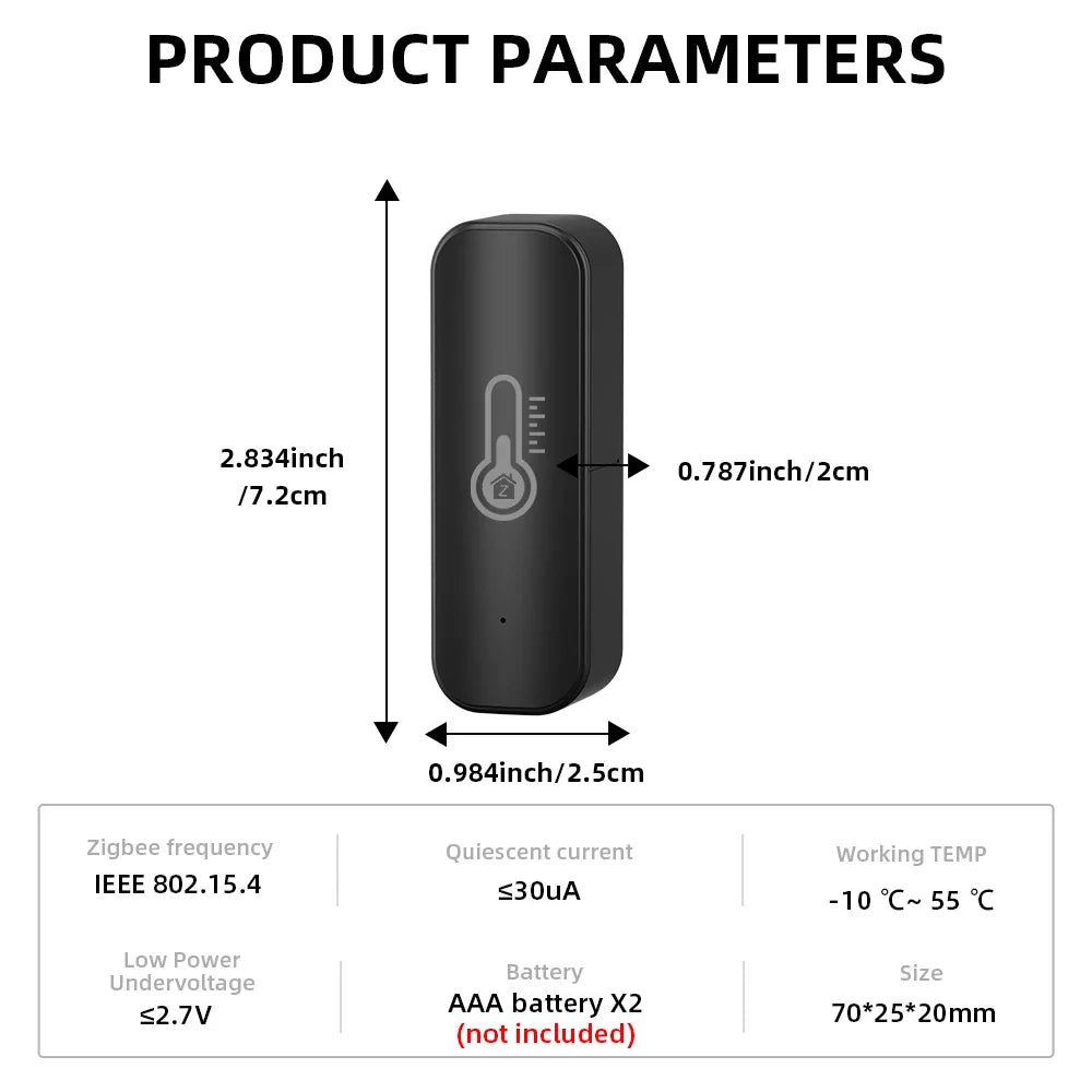Tuya ZigBee Smart Temperature and Humidity Sensor Battery Powered for Smart Household Security with Alexa and Google Household