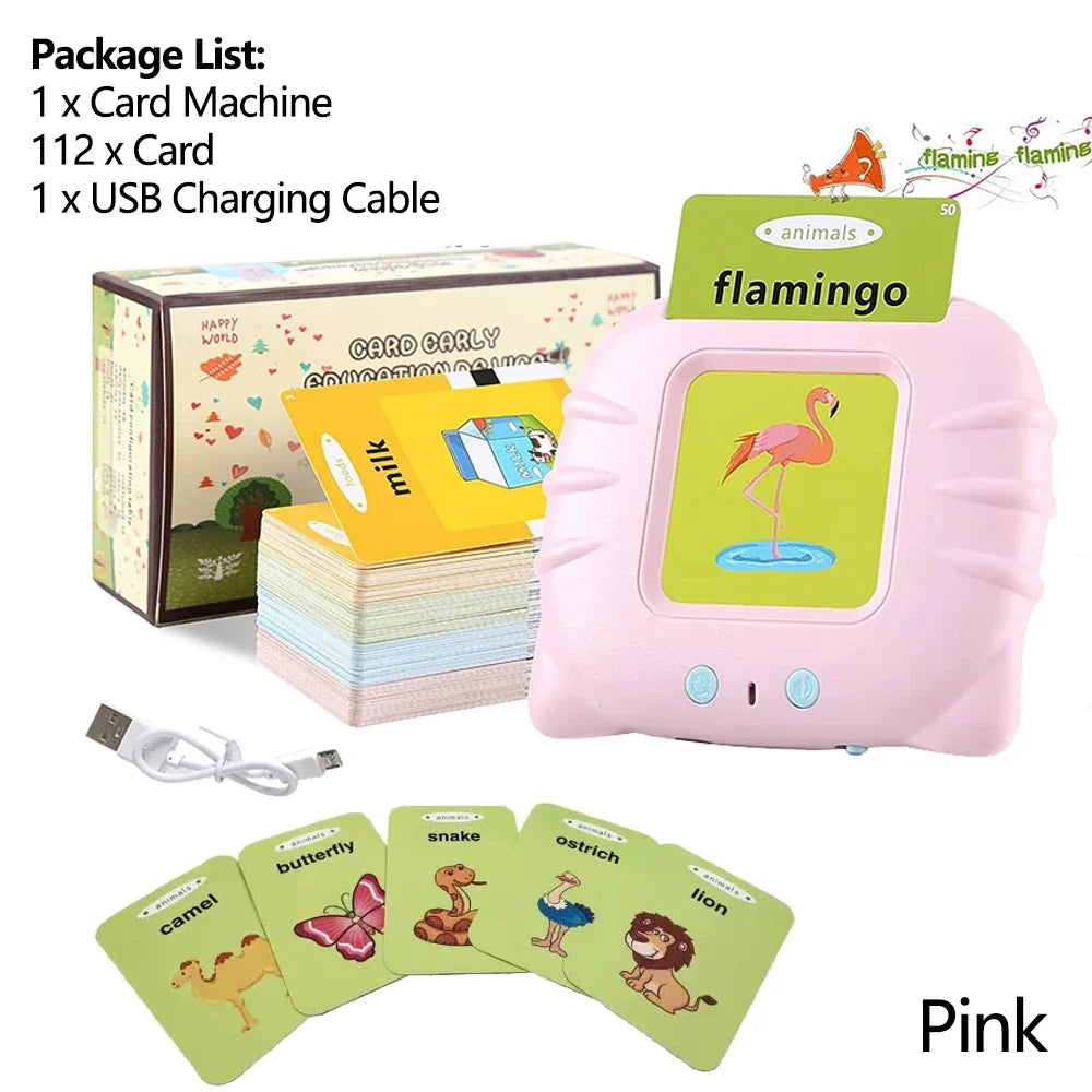 Talking Flashcards Learning Machine for Kids - Educational Audio Book Toy for Preschool Ages 2-6, USB Battery-Powered, Eye-Friendly Design