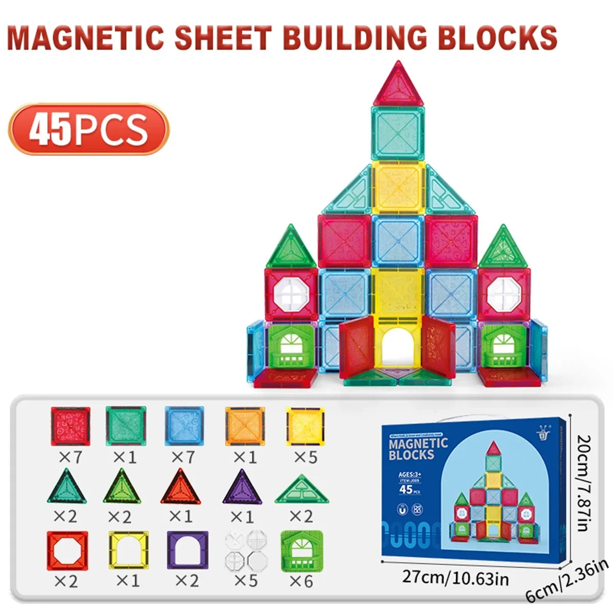 Building Magnetic Blocks for Kids 3-8 Years - Educational Magnet Toys for Toddlers and Preschoolers, Creative Play for Boys and Girls
