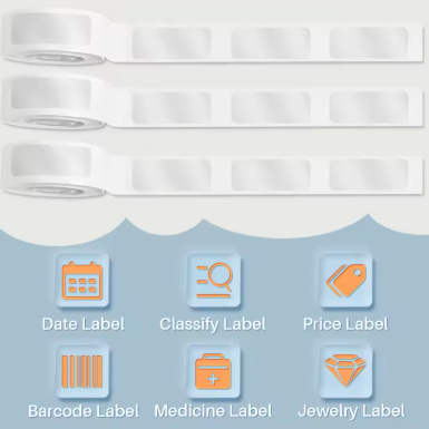 3 Rolls Water-Resistant Label Paper Printer Stickers, Anti-Oil Tear-Resistant Price Tags, Scratch-Resistant 15x30mm