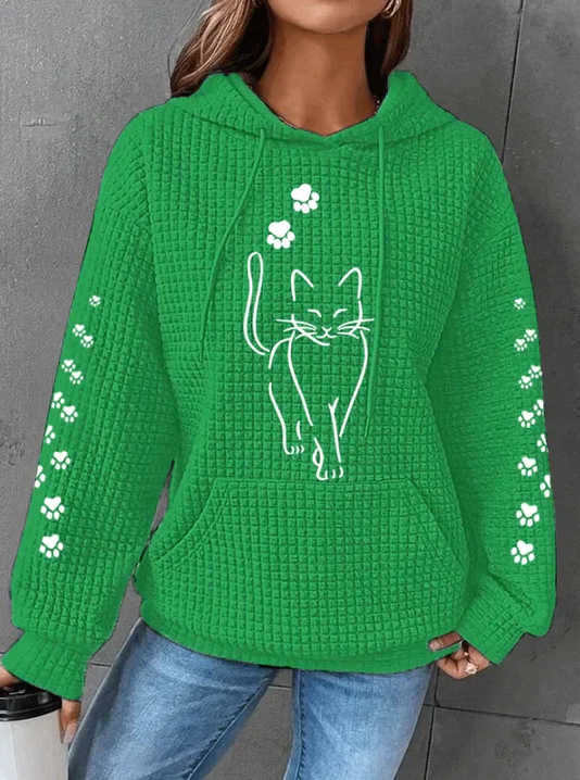 Cozy Warm Women's Hoodie - Oversized Waffle Knit, Casual