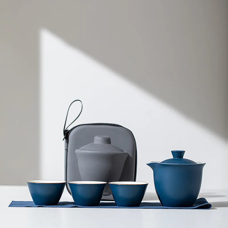 Travel-Friendly Ceramic Travel Tea Kit With Case Gift Kit